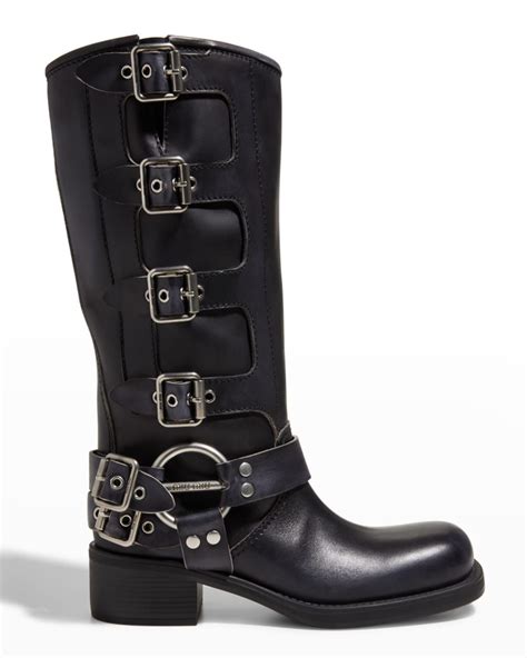 miu miu black boots|miu buckle boots.